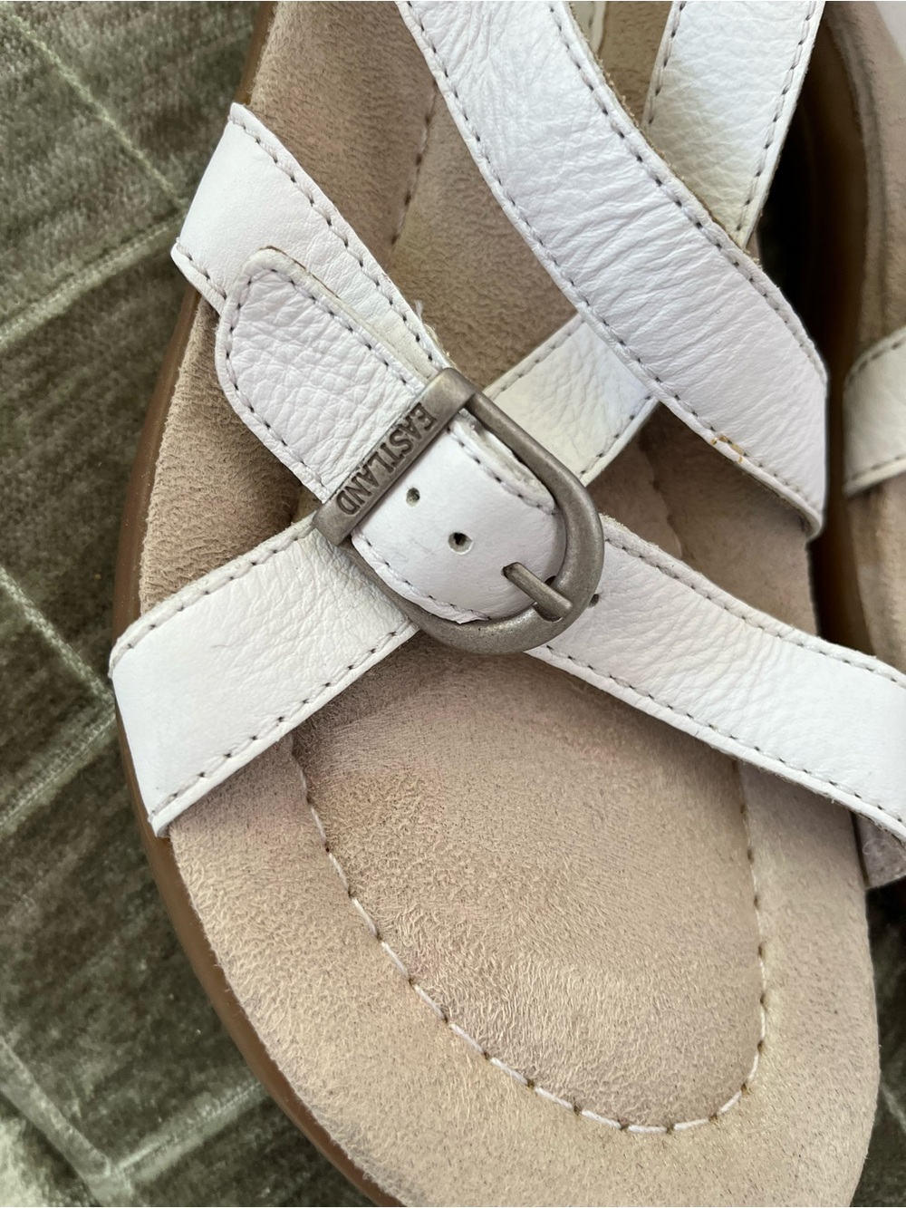 Eastland White Leather Crisscross Slingback Sandals - Picture 4 of 9